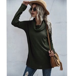 Dark Green Cowl Neck Sweater